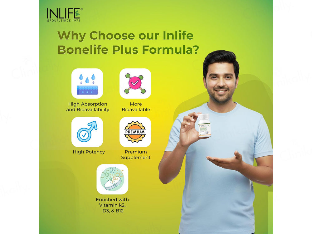 Inlife Bonelife Plus Calcium, Zinc, Magnesium, Vitamin D2 + K2 Tablet