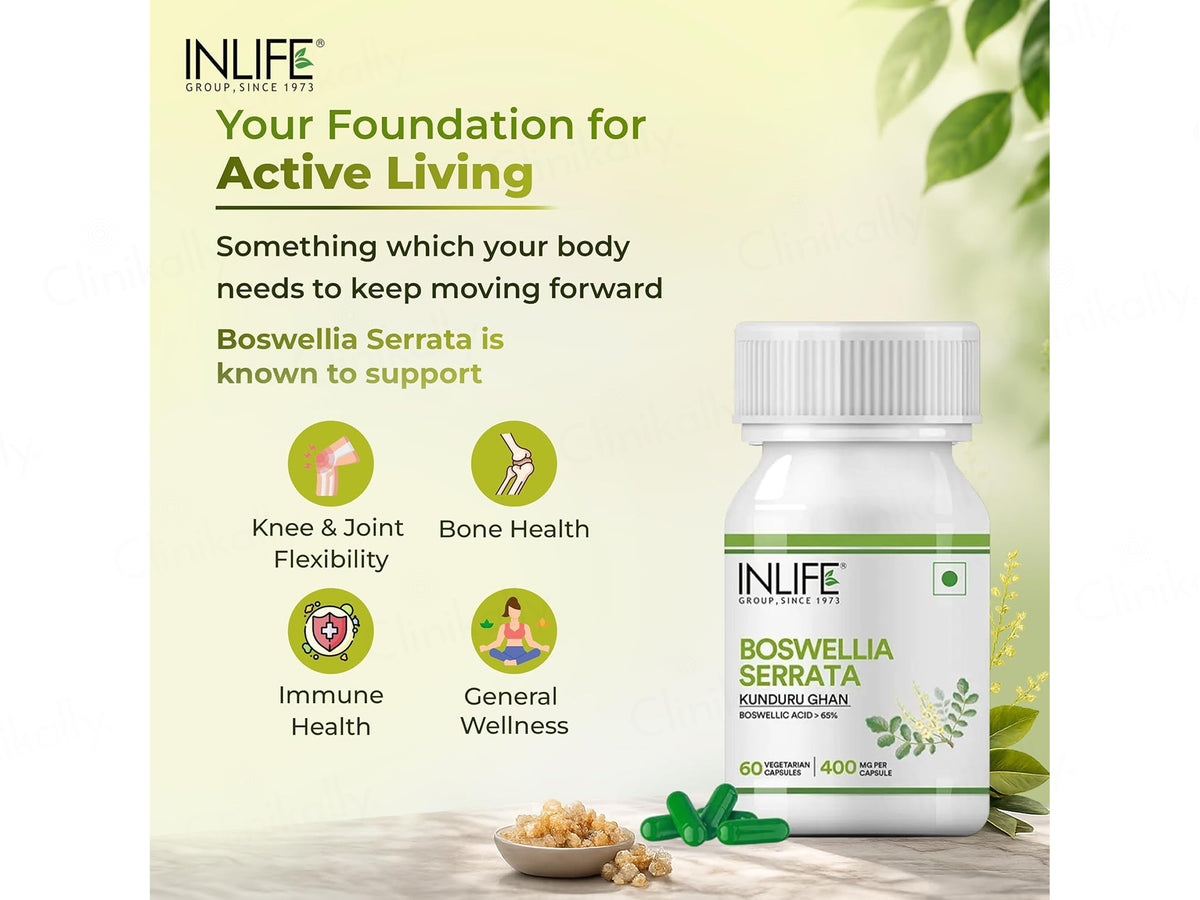 Inlife Boswellia Serrata Kunduru Ghan 400mg Vegetarian Capsule