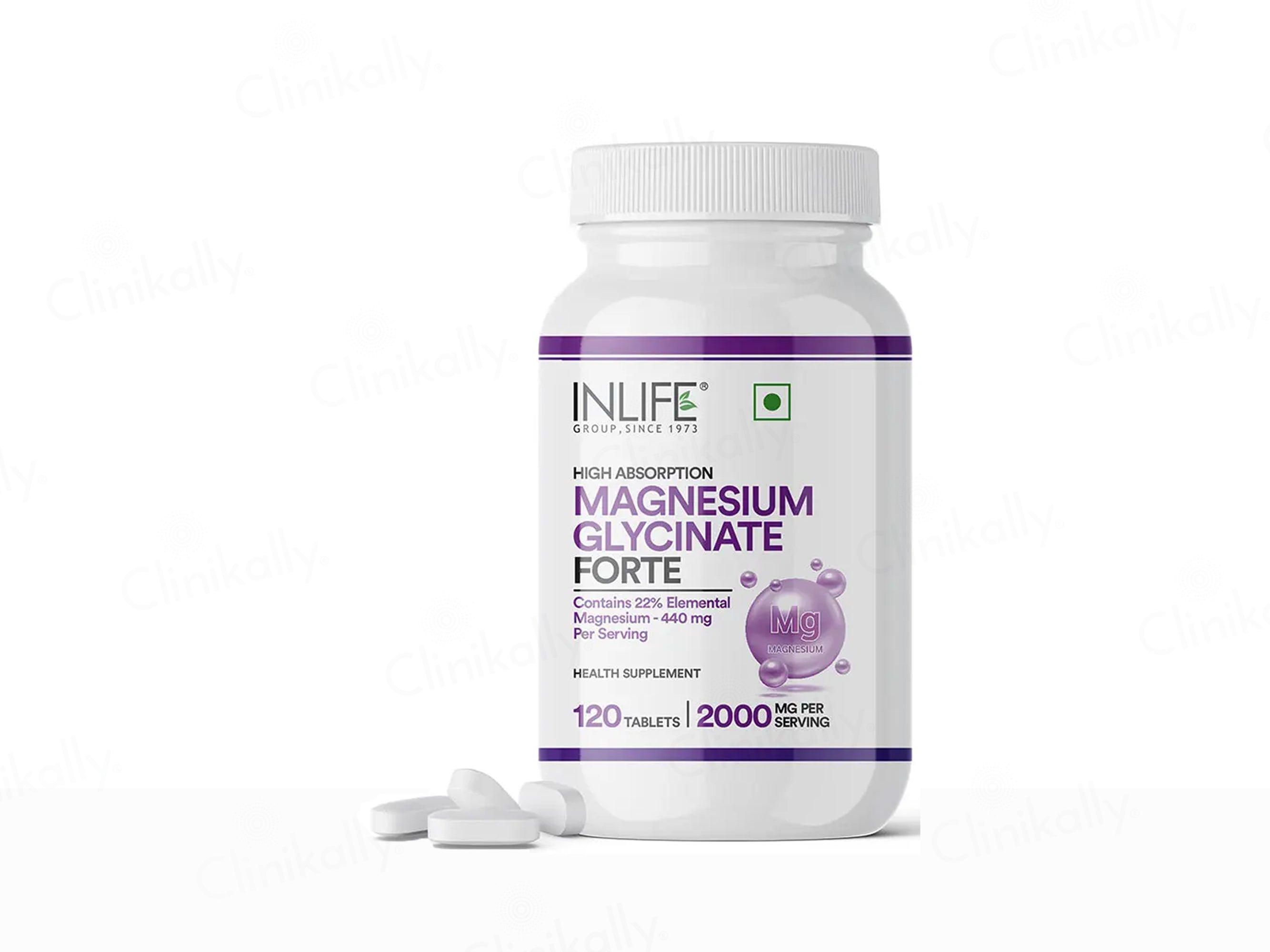 Inlife High Absorption Magnesium Glycinate Forte 2000mg Supplement Tablet