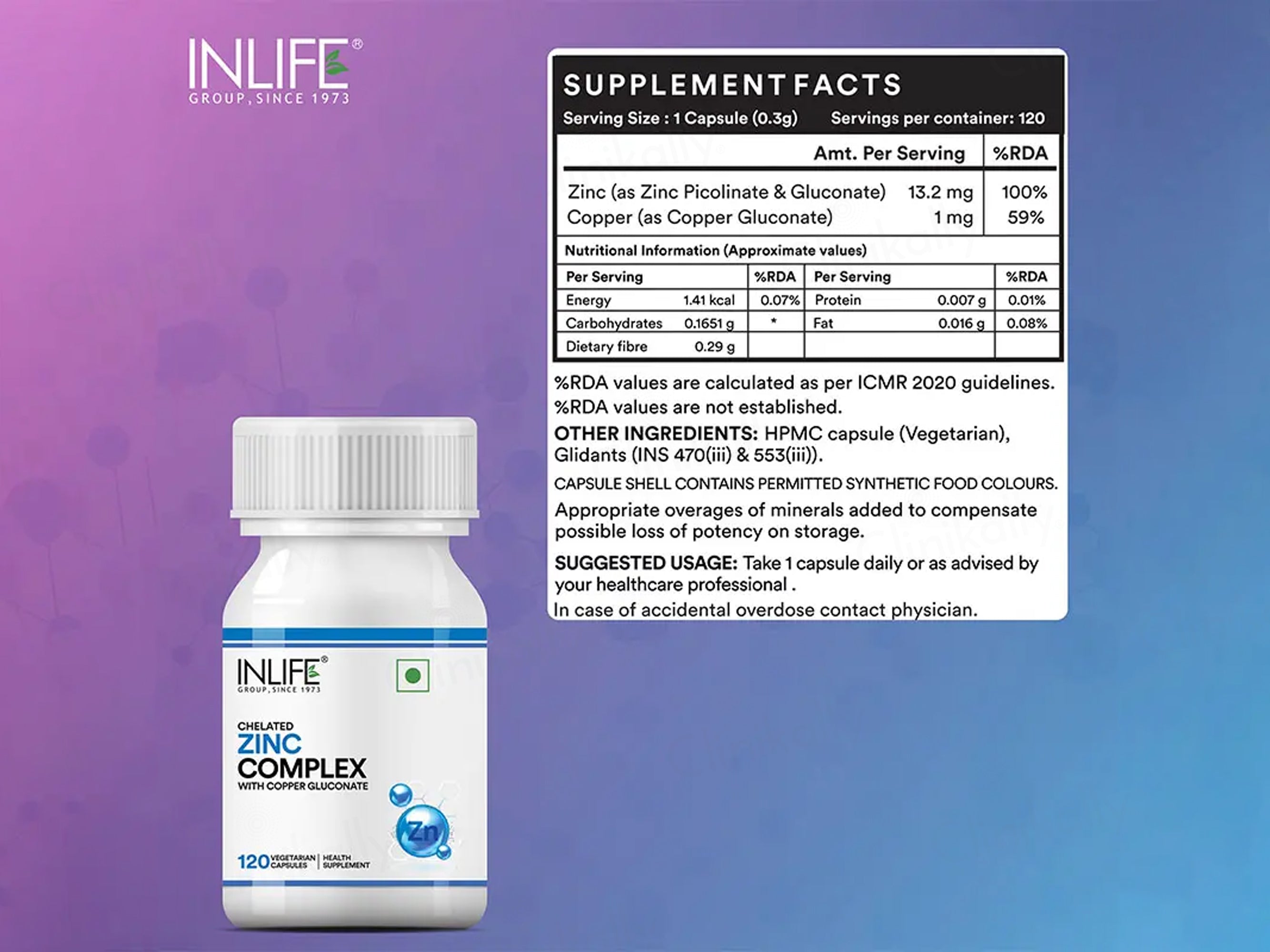 Inlife Chelated Zinc Complex Vegetarian Capsule