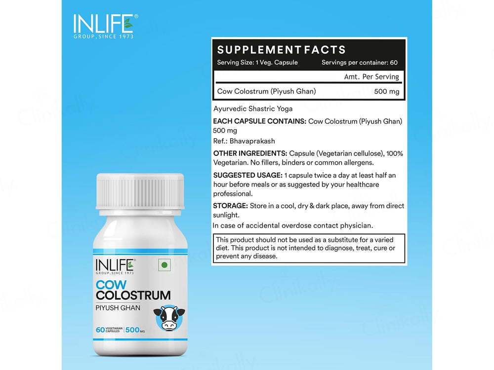 Inlife Cow Colostrum Piyush Ghan 500mg Vegetarian Capsule