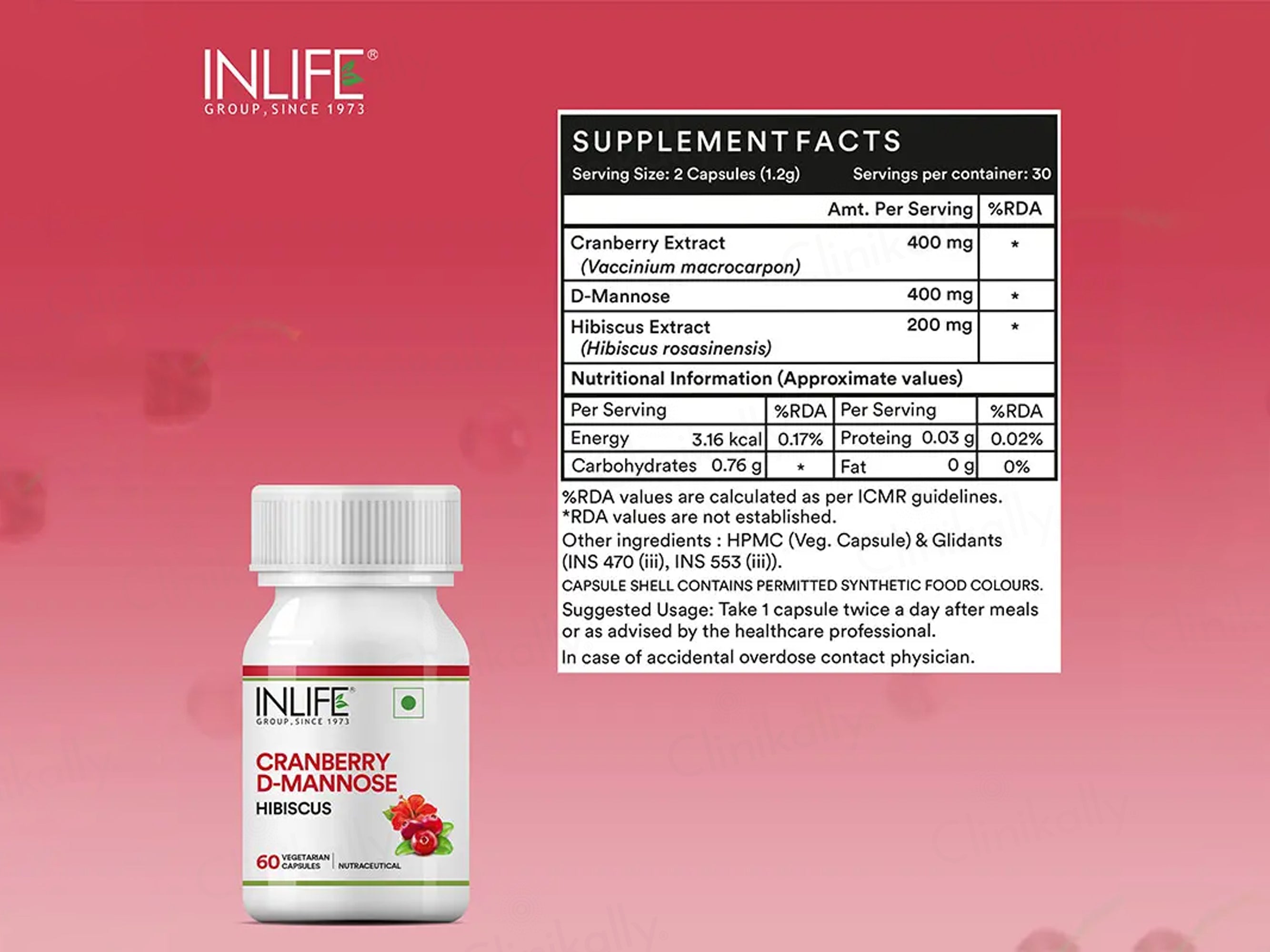 Inlife Cranberry & D-Mannose Hibiscus Vegetarian Capsule