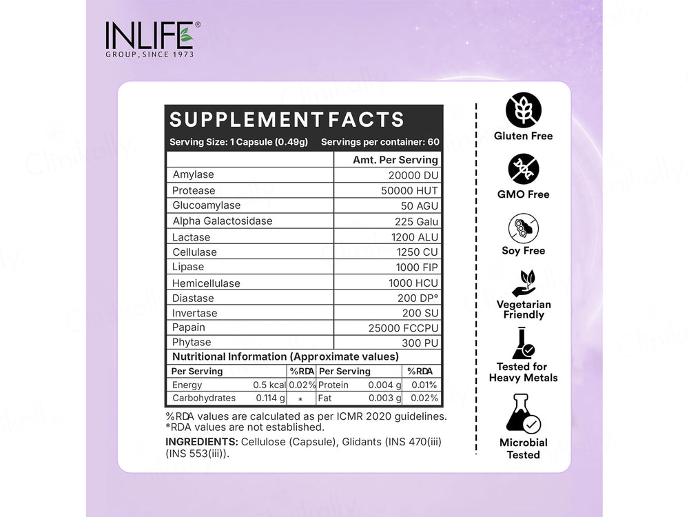 Inlife Digestive Enzymes Health Supplement Vegetarian Capsule