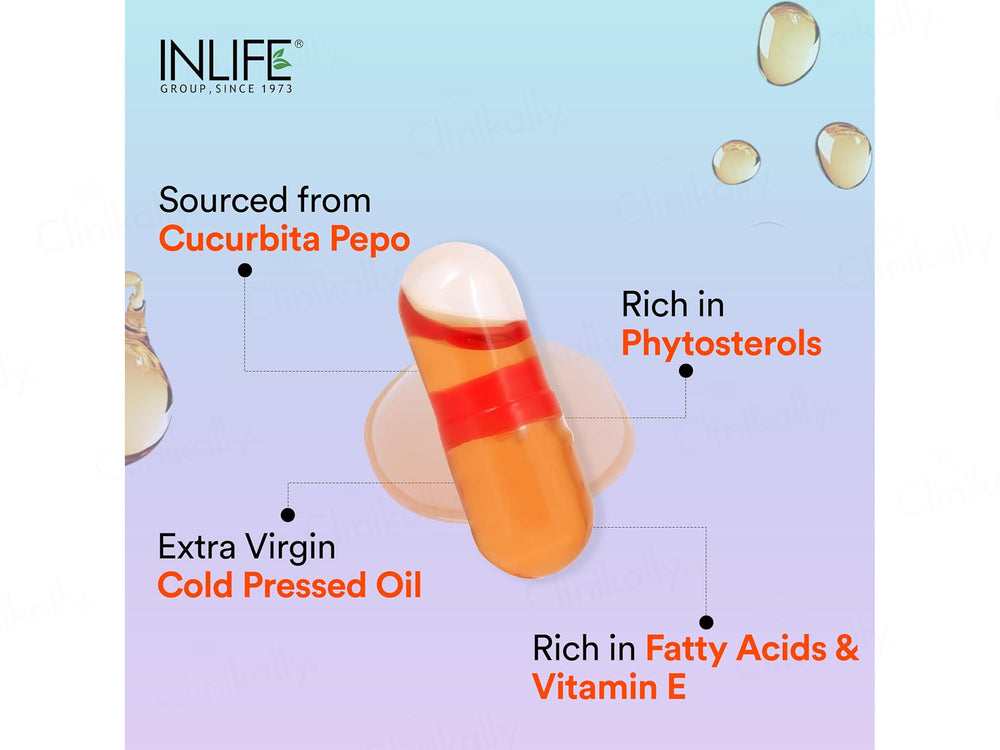 Inlife Extra Virgin Cold Pressed Pumpkin Seed Oil 320mg Liquid Filled Veg Capsule