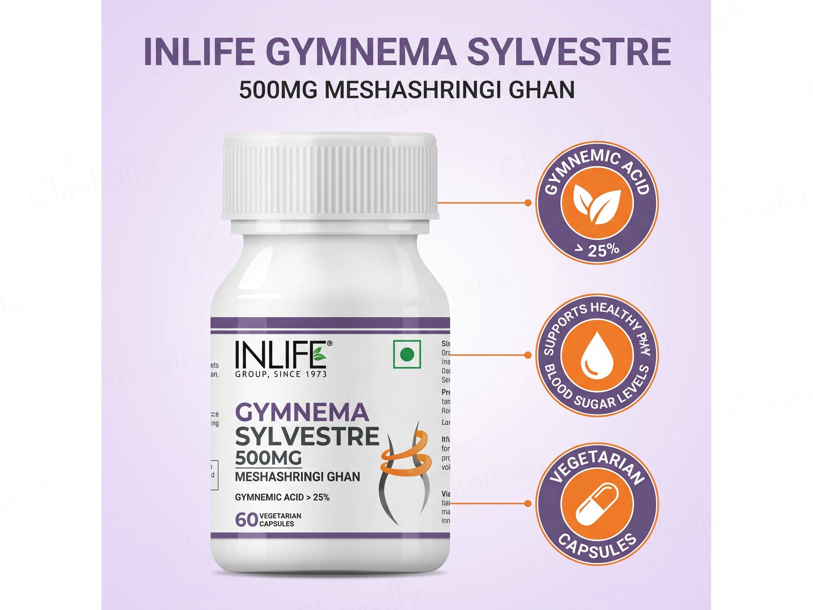 Inlife Gymnema Sylvestre Meshashringi Ghan 500mg Veg Capsule