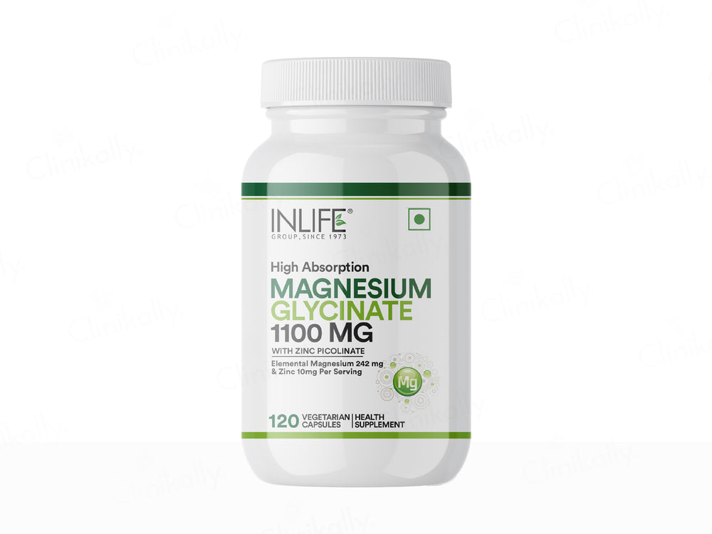 Inlife High Absorption Magnesium Glycinate 1100mg Vegetarian Capsule
