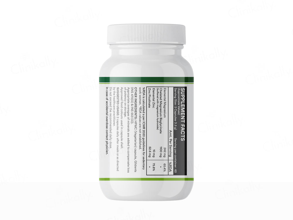 Inlife High Absorption Magnesium Glycinate 1100mg Vegetarian Capsule