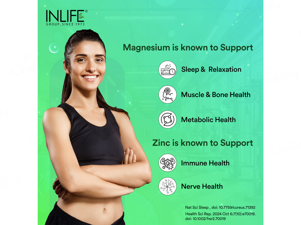 Inlife High Absorption Magnesium Glycinate 1100mg Vegetarian Capsule