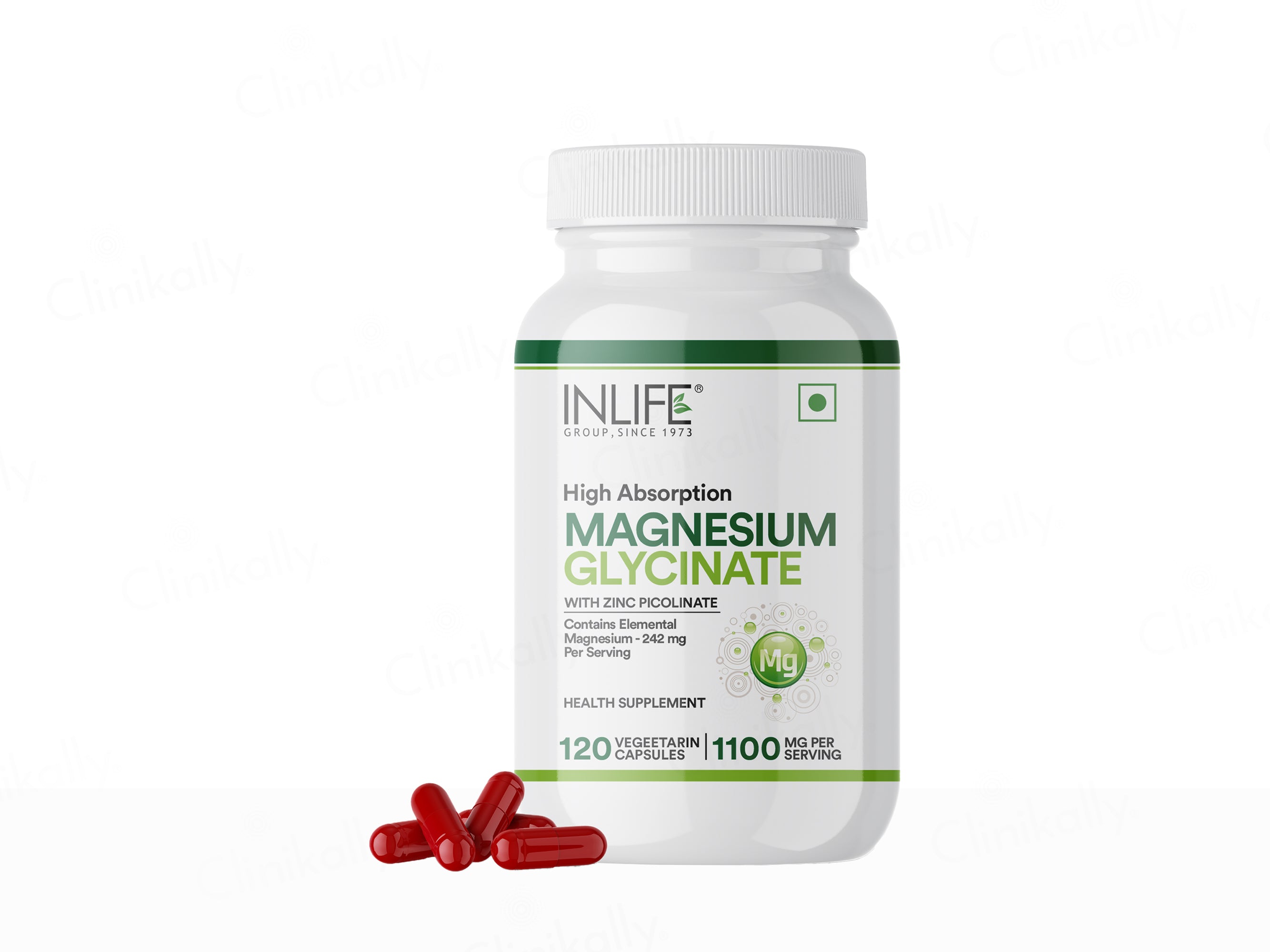 Inlife High Absorption Magnesium Glycinate 1100mg Vegetarian Capsule