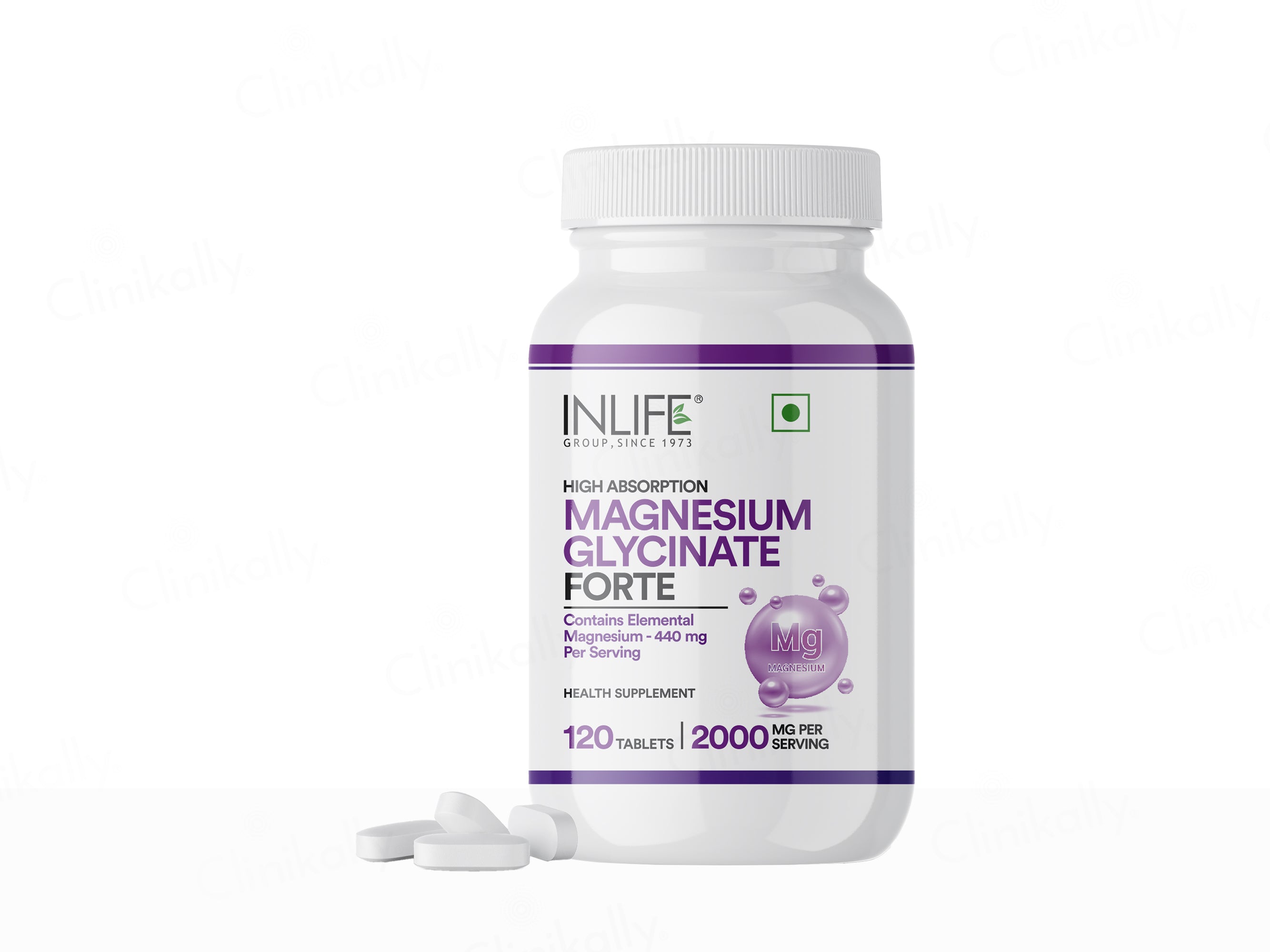 Inlife High Absorption Magnesium Glycinate Forte 2000mg Supplement Tablet