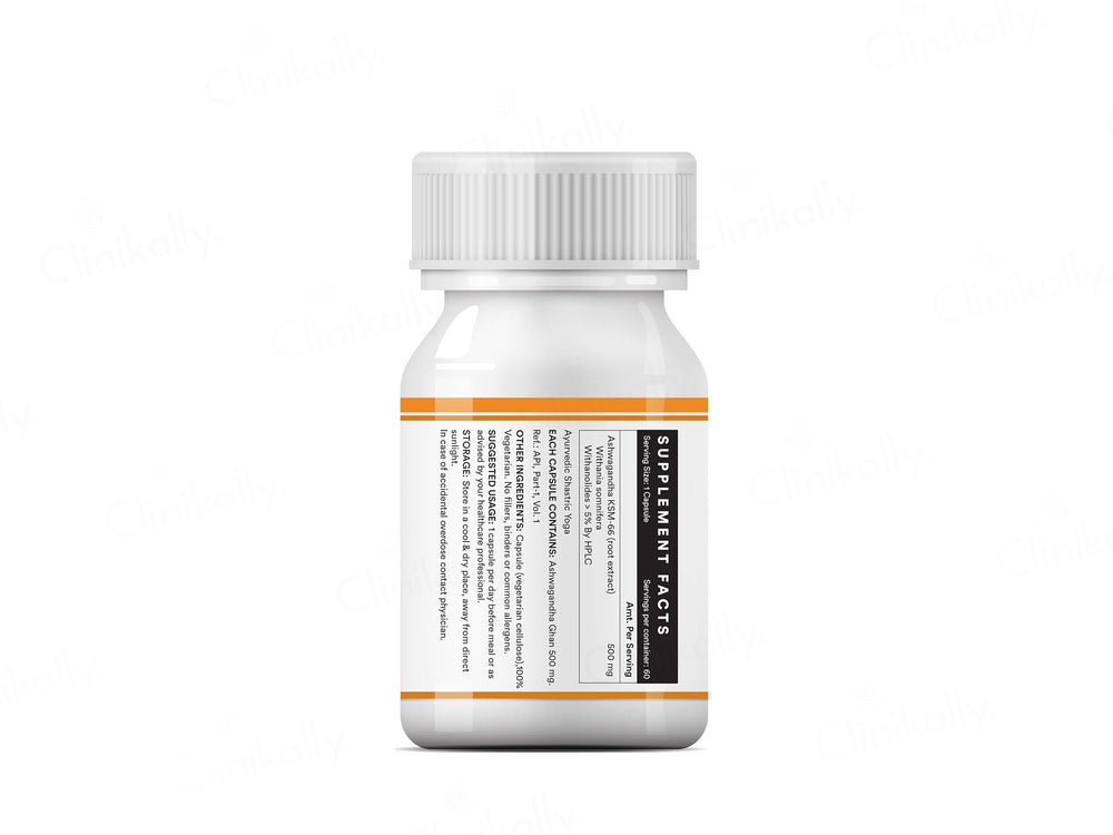 Inlife High Potency Ashwagandha KSM-66 500mg Herbal Supplement Vegetarian Capsule