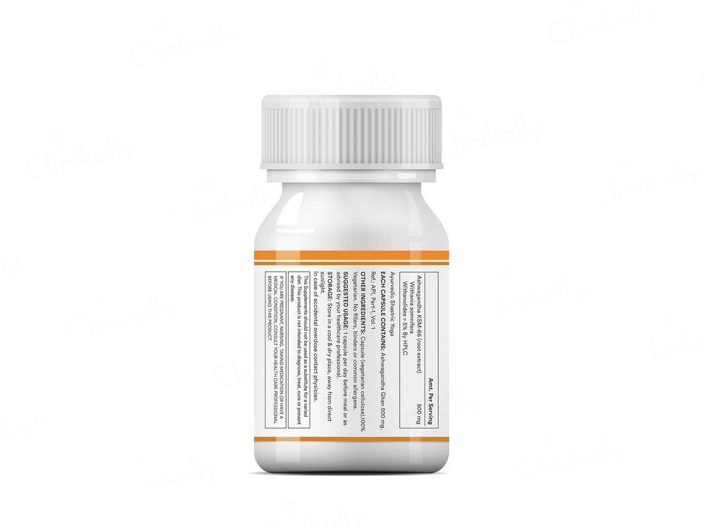 Inlife High Potency Ashwagandha KSM-66 500mg Herbal Supplement Vegetarian Capsule