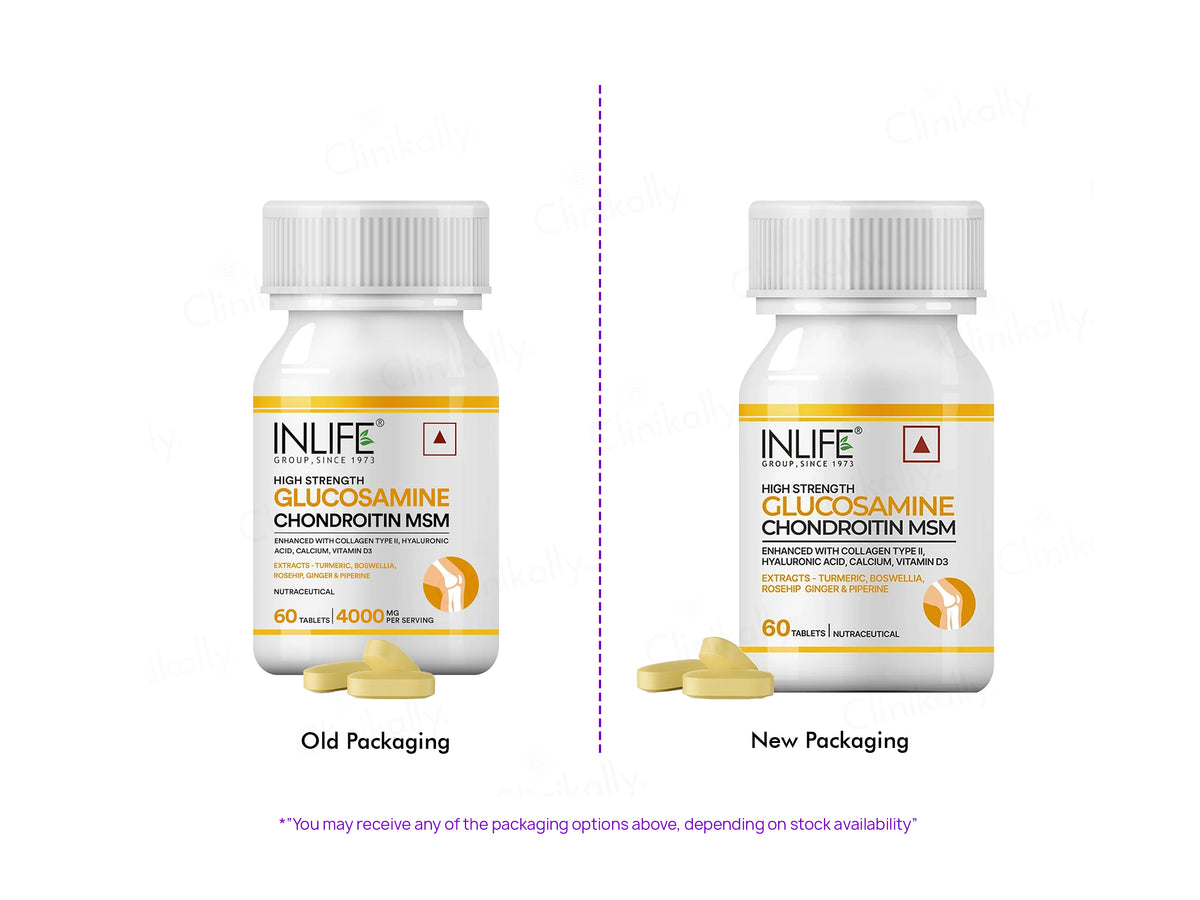 Inlife High Strength Glucosamine Chondroitin MSM 4000mg Nutraceutical Veg Tablet