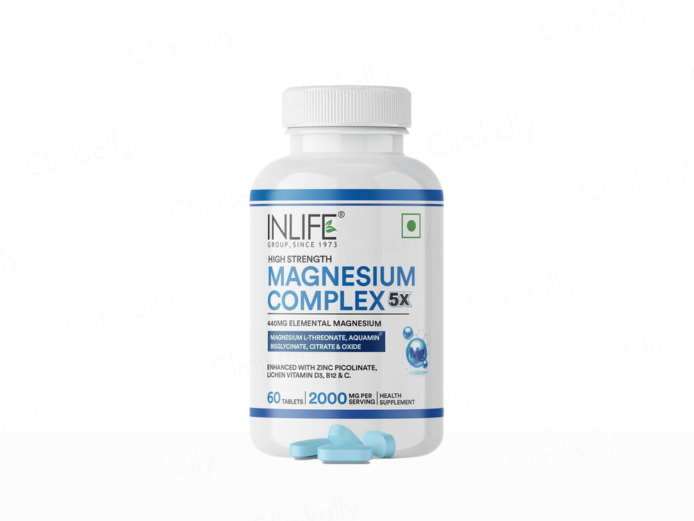 Inlife High Strength Magnesium Complex 5x 2000mg Health Supplement Veg Tablet