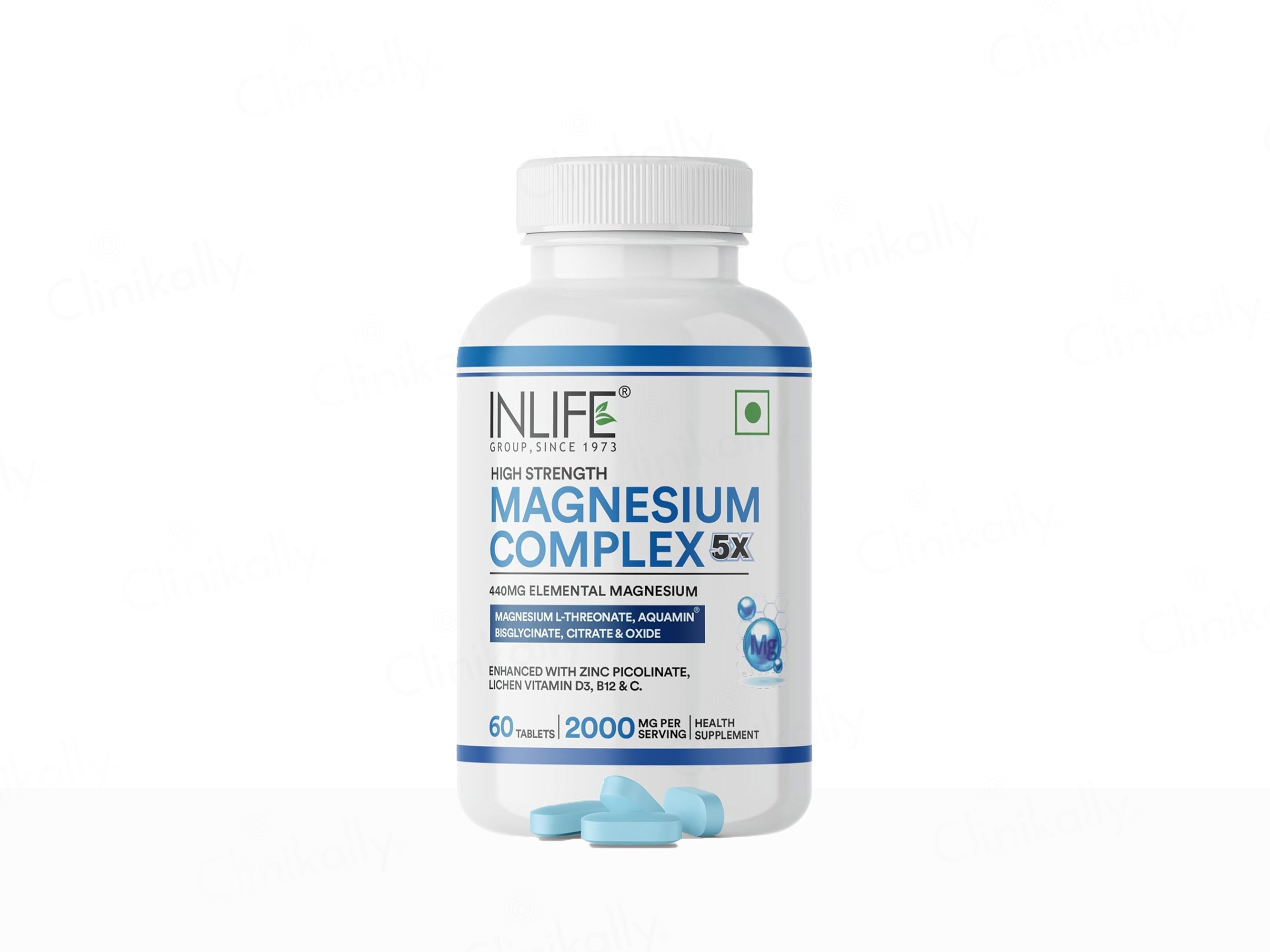Inlife High Strength Magnesium Complex 5x 2000mg Health Supplement Veg Tablet