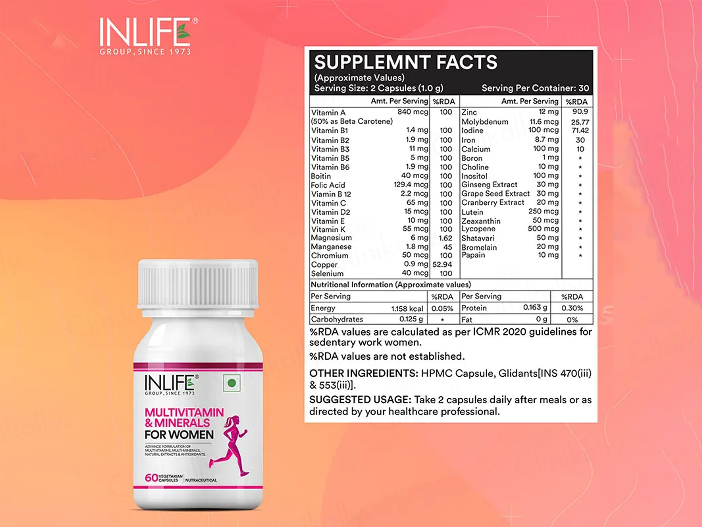 Inlife Multivitamin & Minerals Vegetarian Capsule For Women
