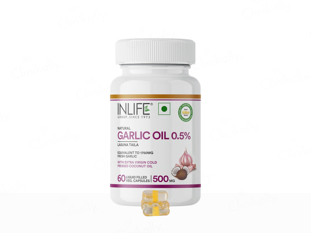Inlife Natural Garlic Oil 0.5% Liquid Filled Veg Capsule