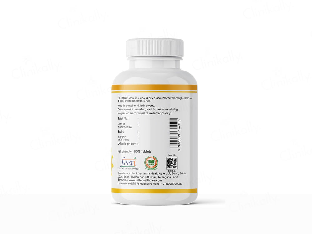 Inlife Plant Based Vitamin D3 600 I.U. + K2 Health Supplement Tablet