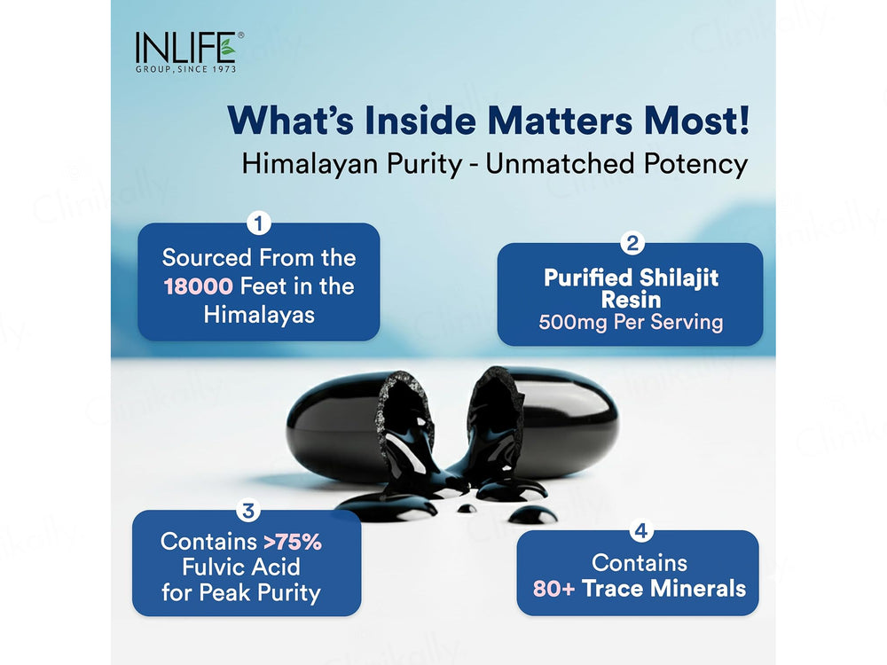 Inlife Pure Himalayan Shilajit 250mg Resin Softgel