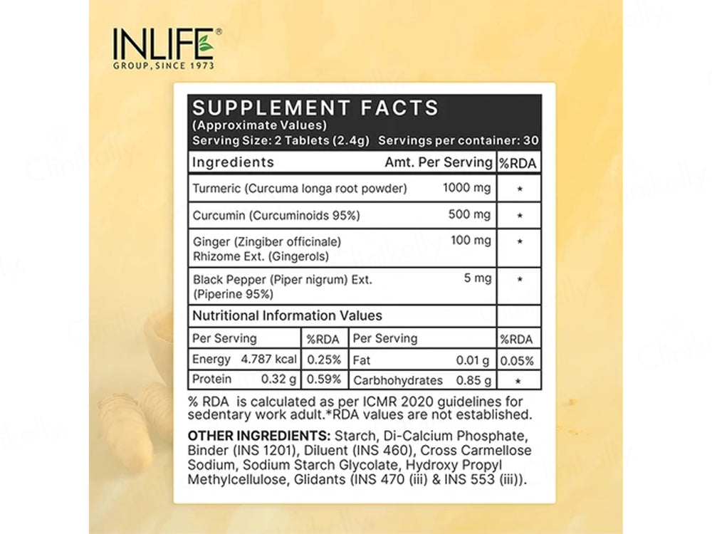 Inlife Turmeric Curcumin 1605mg Nutraceutical Tablet