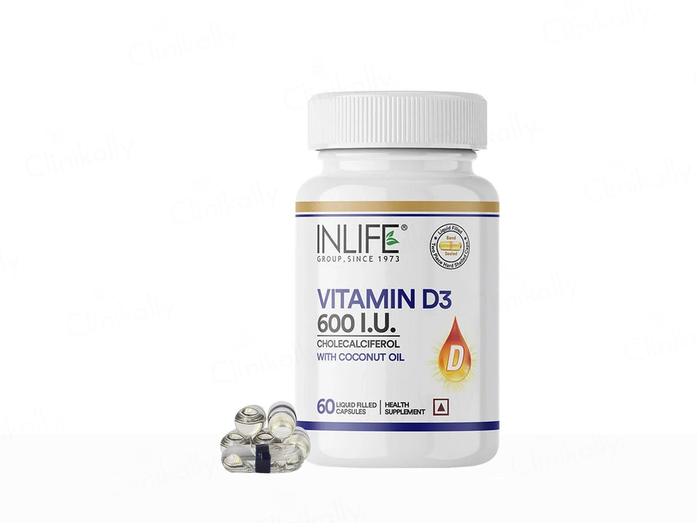 Inlife Vitamin D3 600 IU Health Supplement Capsule