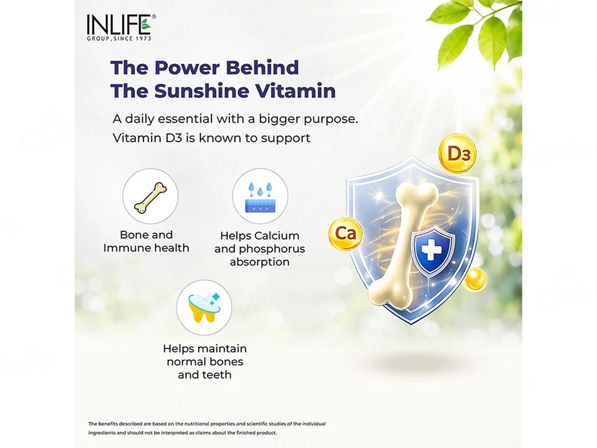 Inlife Vitamin D3 600 IU Health Supplement Capsule