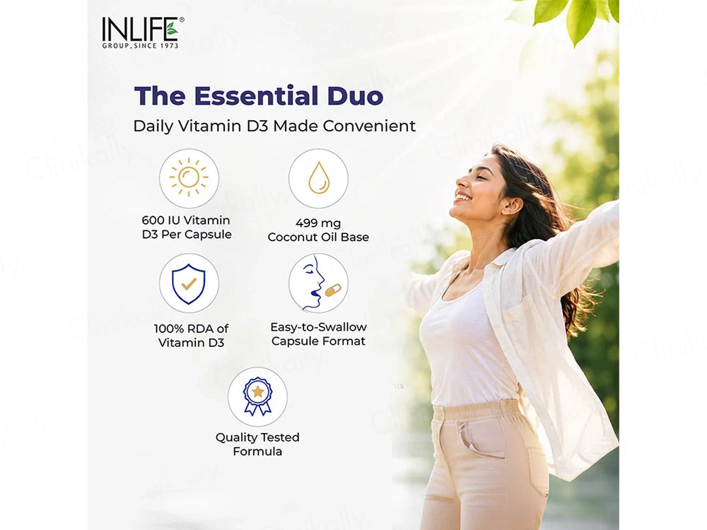 Inlife Vitamin D3 600 IU Health Supplement Capsule