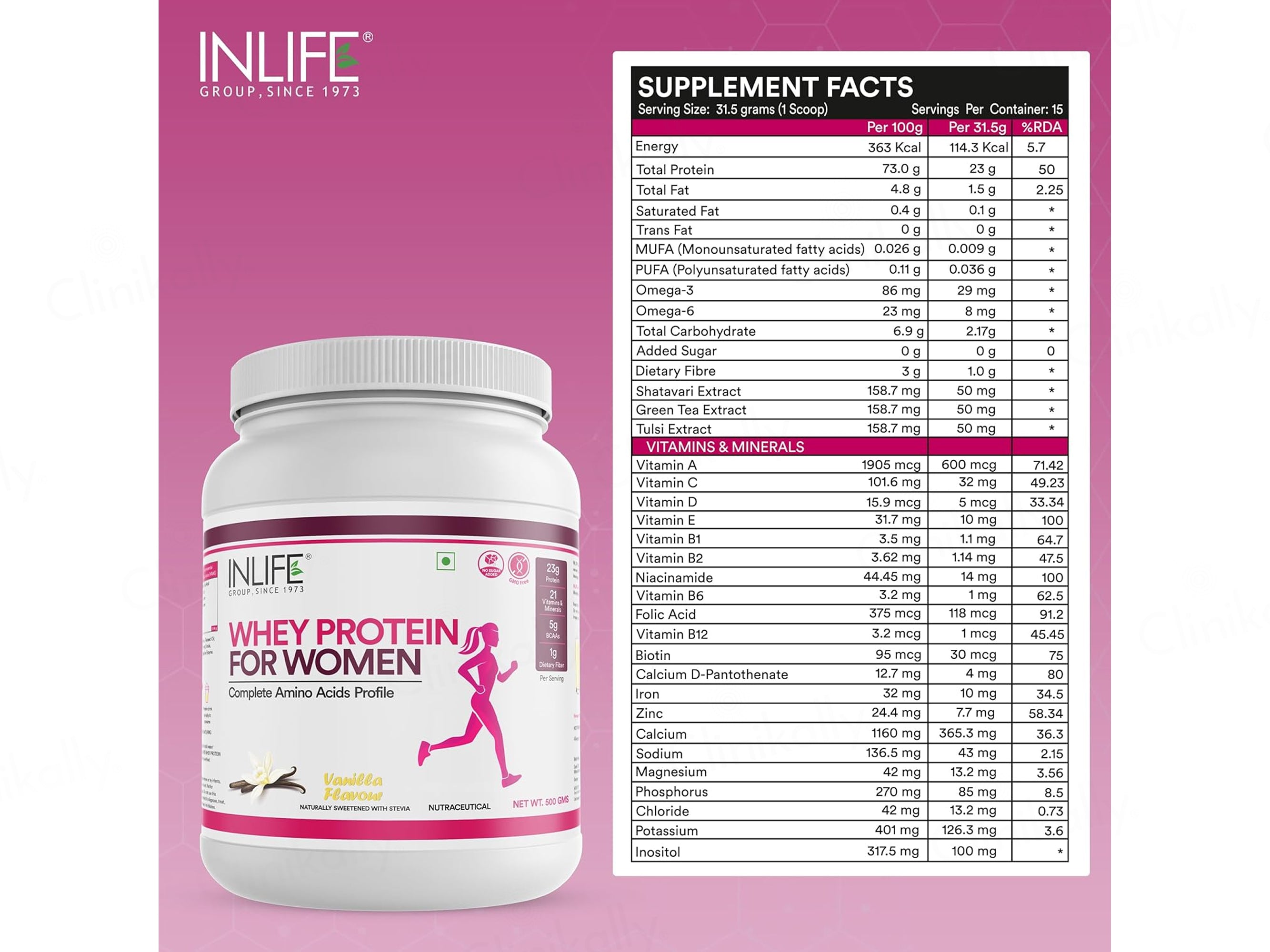 Inlife Whey Protein Nutraceutical Powder For Women - Vanilla Flavour