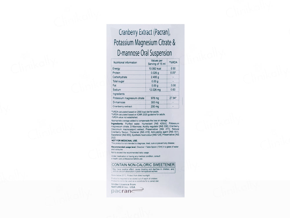 K-Mac UTI Sugar Free Nutraceutical Oral Suspension For Adults