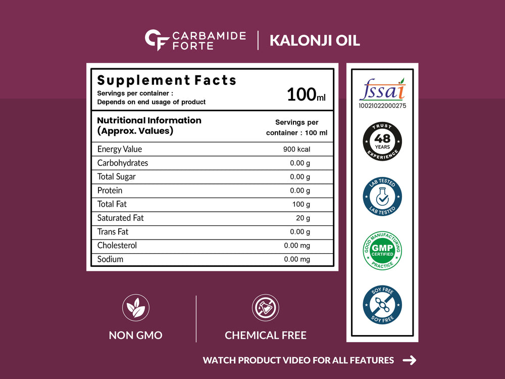 Carbamide Forte Cold Pressed Kalonji Oil For Hair Growth & Skin