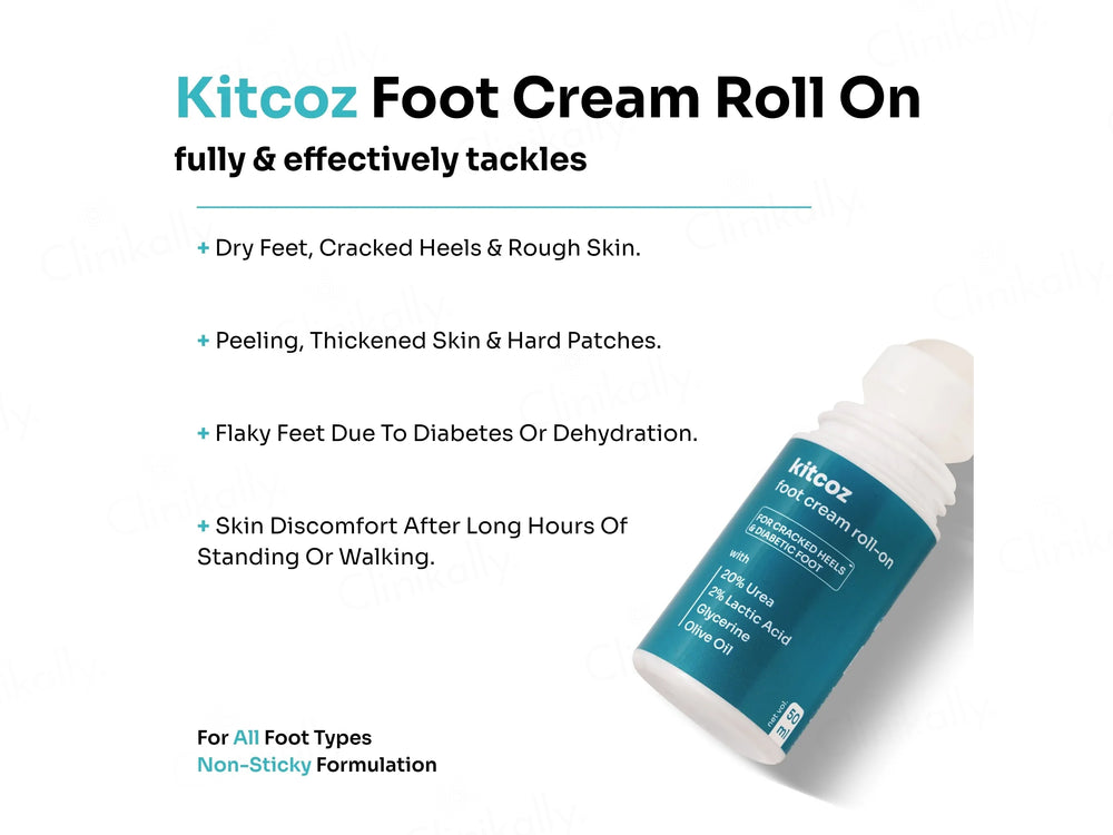Kitcoz Foot Cream Roll-On For Cracked Heels & Diabetic Foot