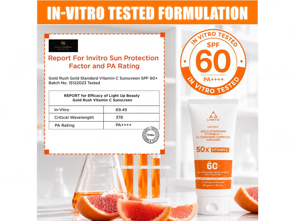 Light Up Gold Rush Gold Standard Vitamin C + 1% Ceramide Complex Sunscreen SPF 60 PA++++