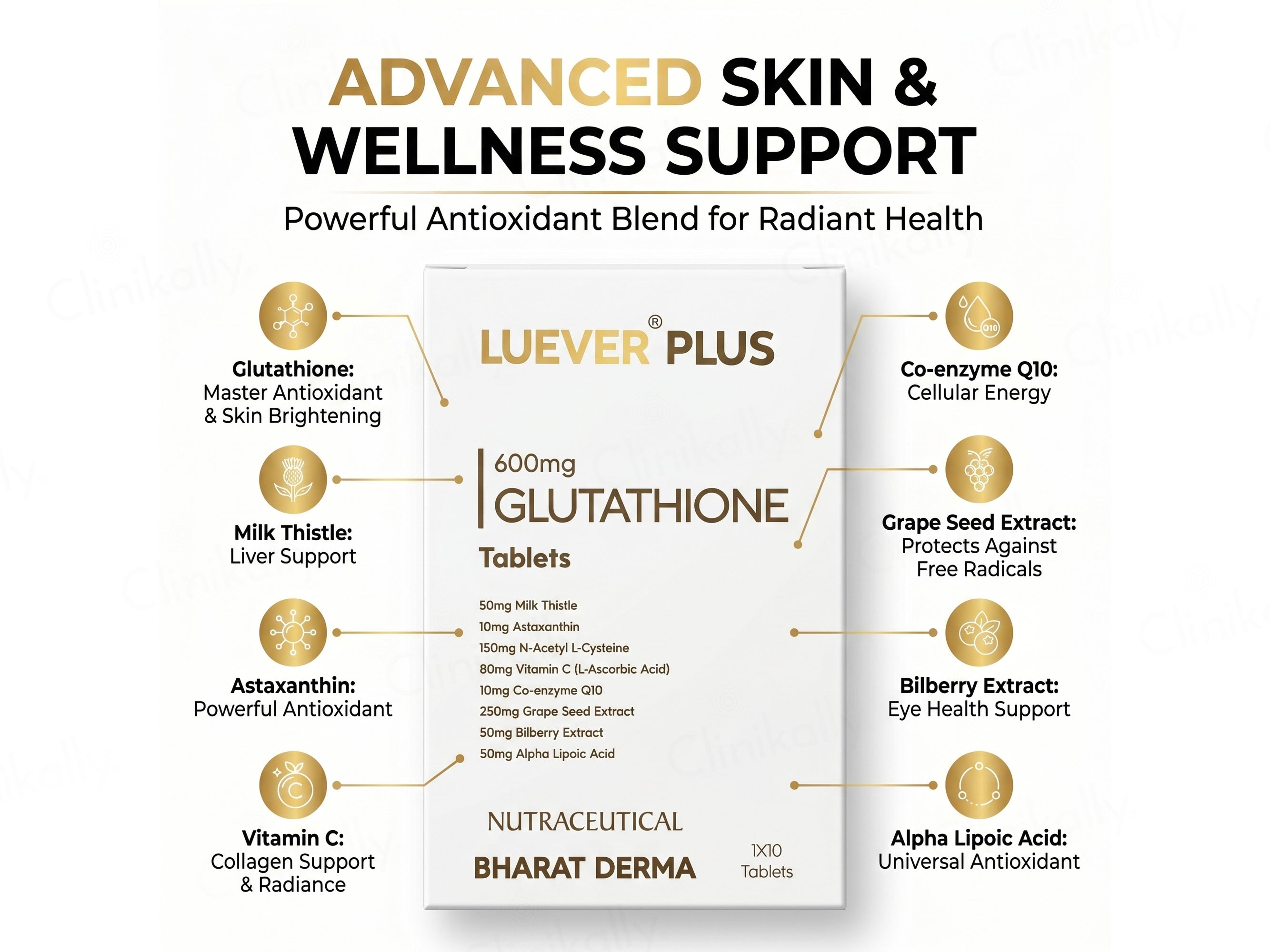 Luever Plus 600mg Glutathione Nutraceutical Tablet