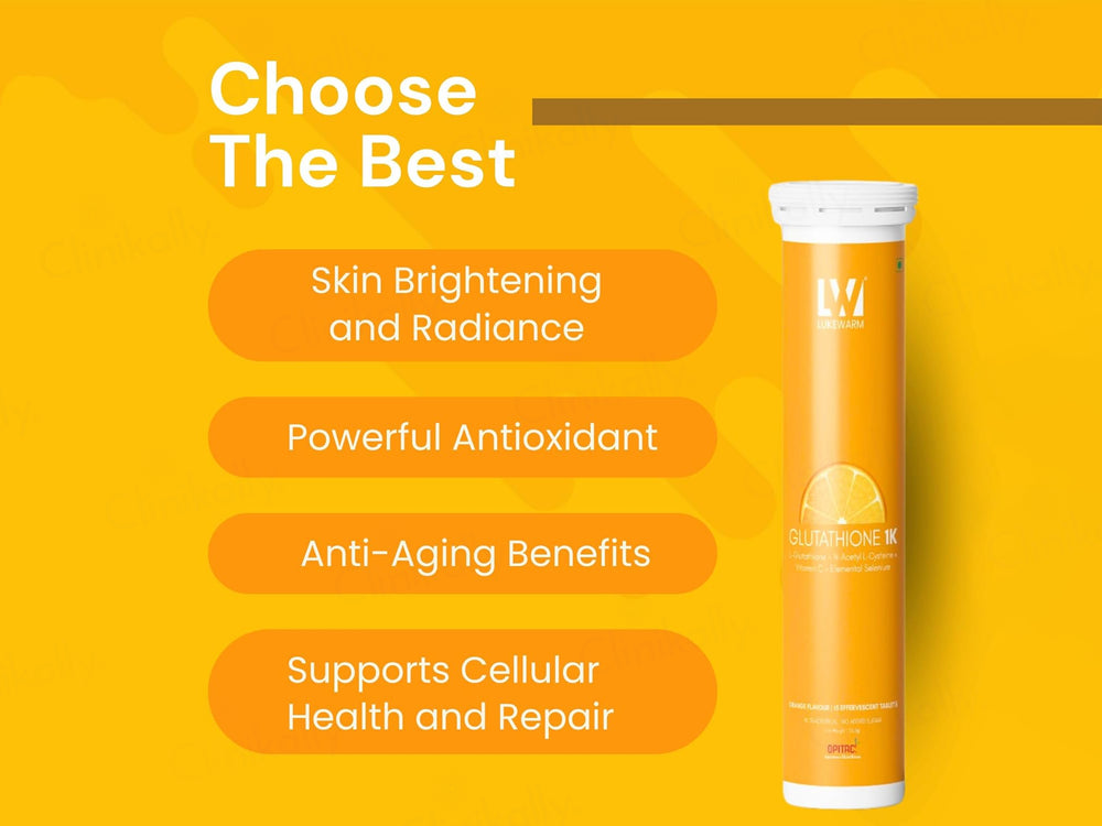 Lukewarm Glutathione 1K Nutraceutical Effervescent Tablet