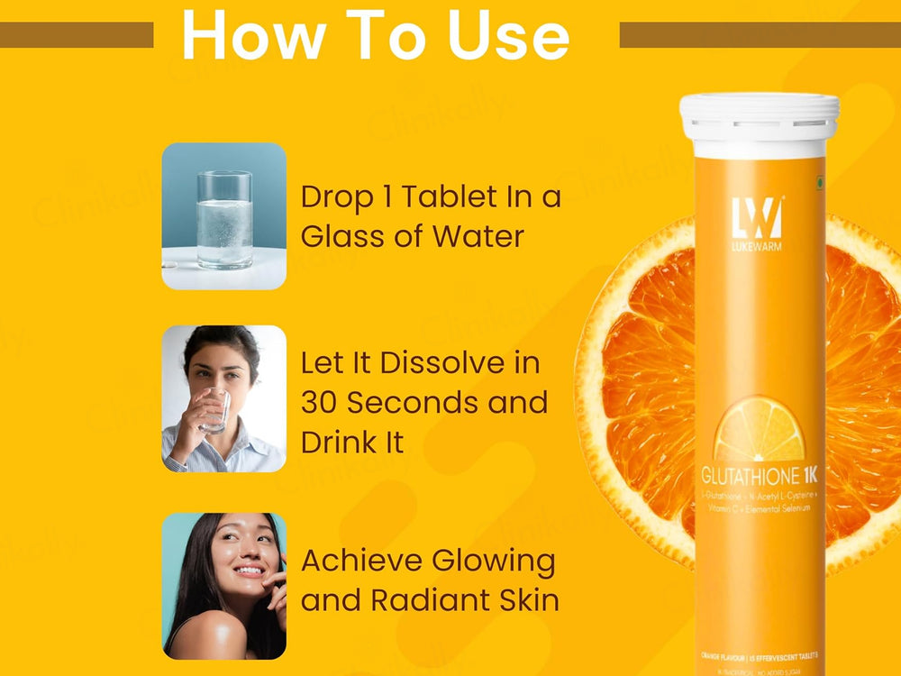 Lukewarm Glutathione 1K Nutraceutical Effervescent Tablet