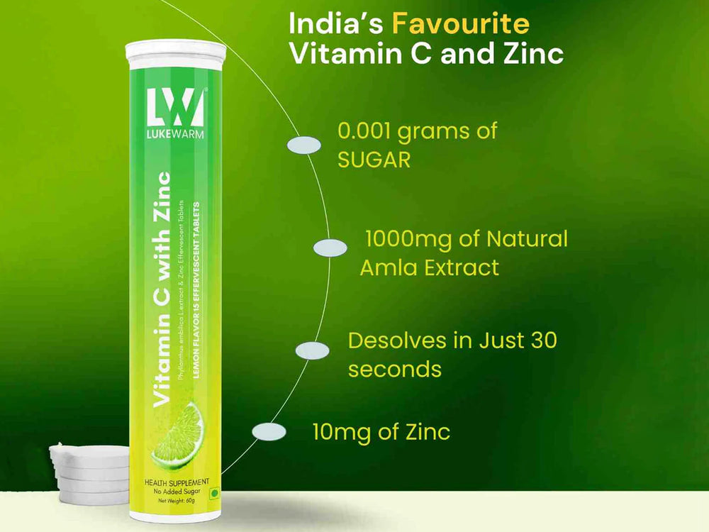 Lukewarm Vitamin C With Zinc Effervescent Tablet - Lemon Flavour