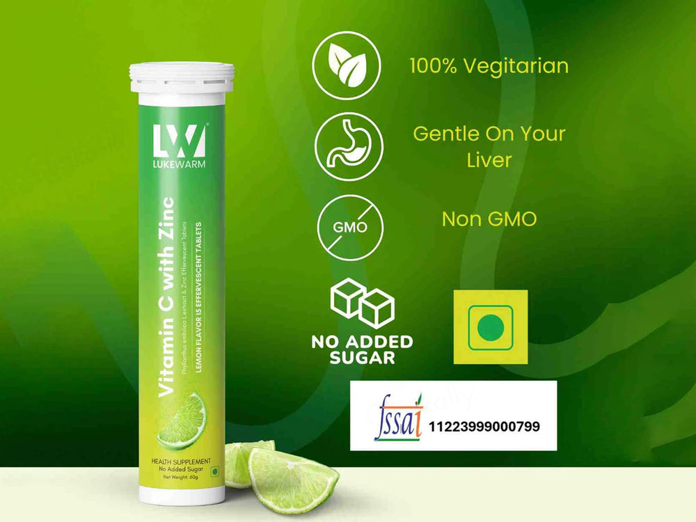 Lukewarm Vitamin C With Zinc Effervescent Tablet - Lemon Flavour