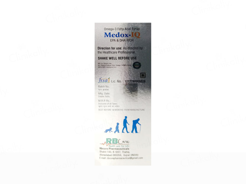 Medox-IQ Omega-3 Fatty Acid Sugar Free Syrup - Mango Flavour