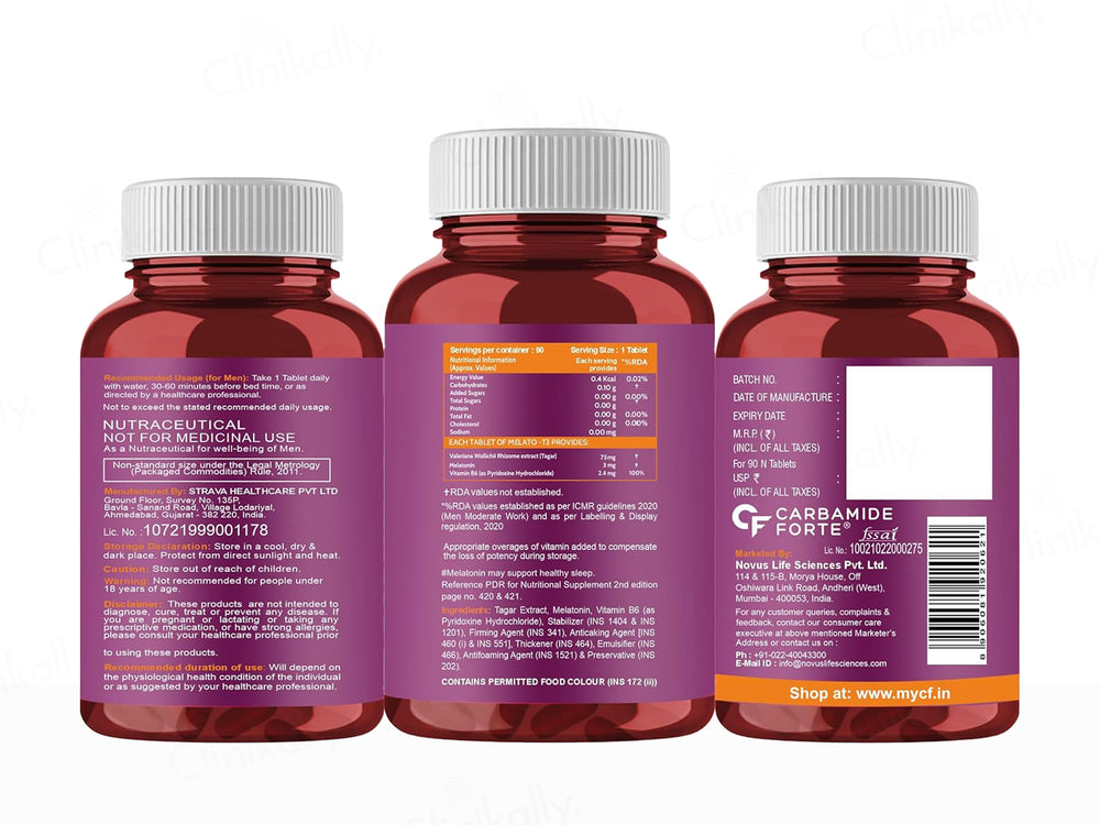 Carbamide Forte Melatonin 3mg + Tagar 75mg Sleep Tablet