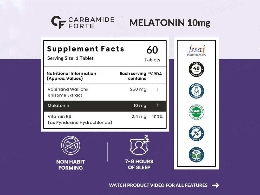 Carbamide Forte Melatonin 10mg + Tagar 250mg Sleep Tablet
