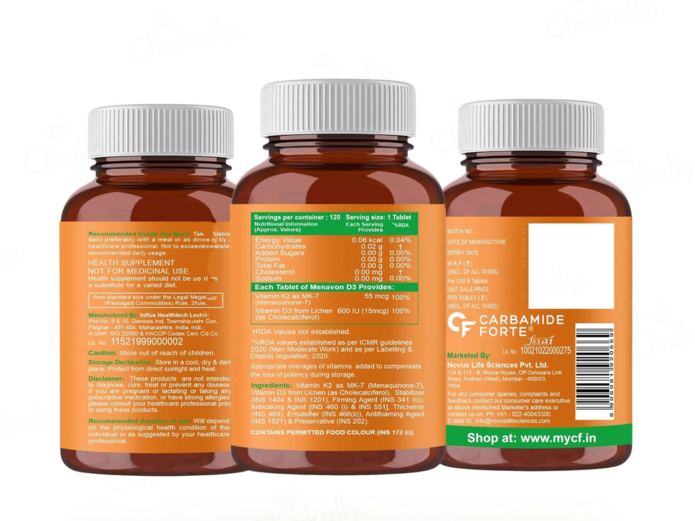 Carbamide Forte Vitamin D3 + Vitamin K2 MK7 Tablet
