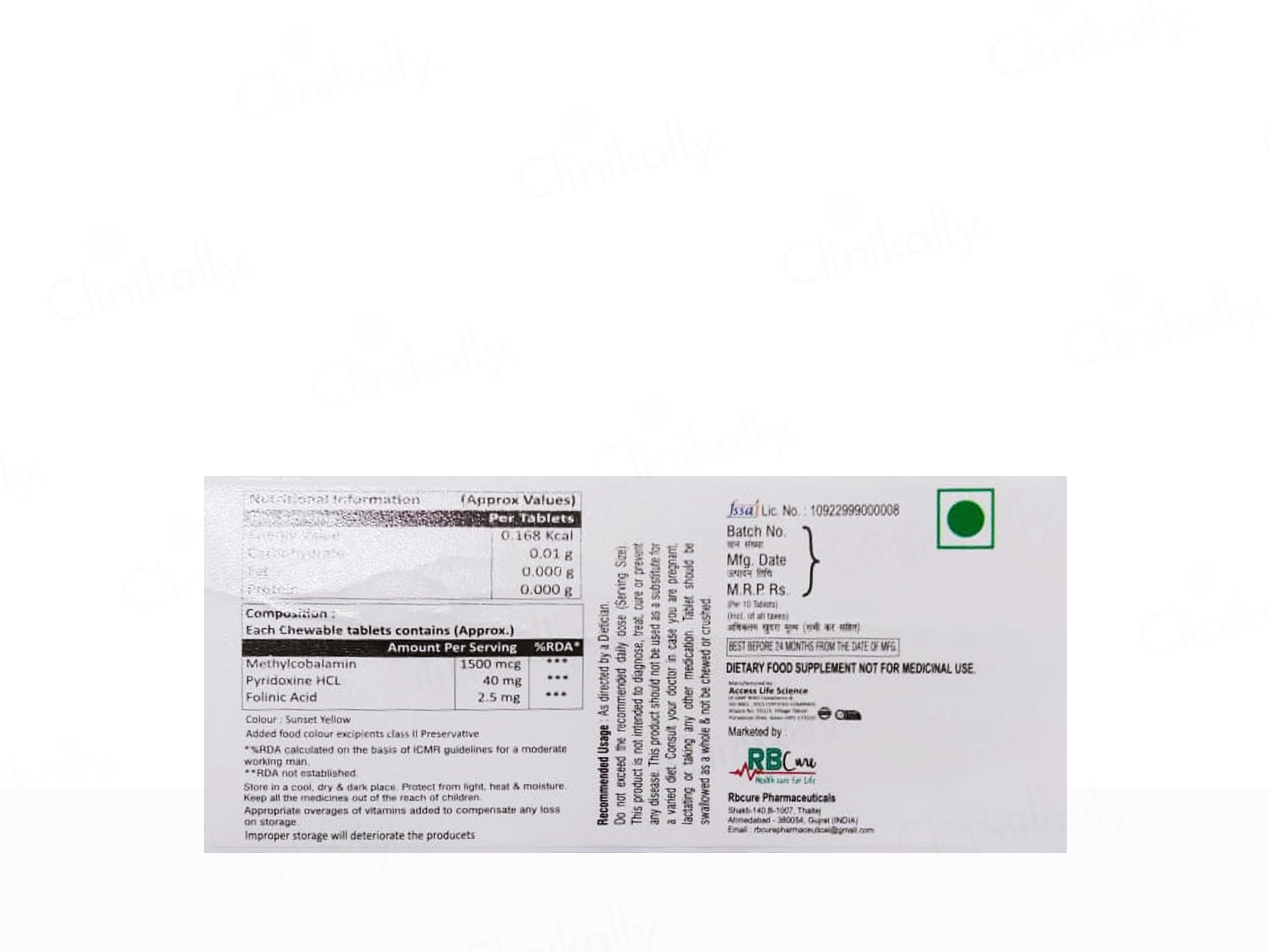 Mico RB Methylcobalamin 1500mcg Sublingual Tablet