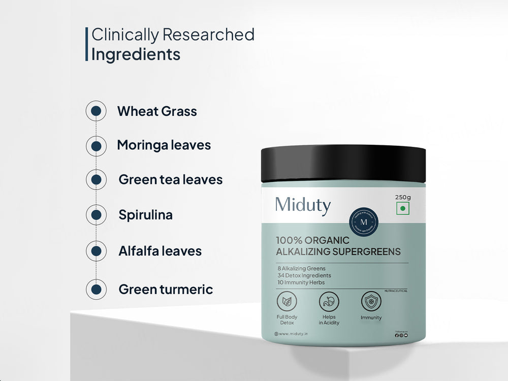 Miduty 100% Organic Alkalizing Supergreens Powder