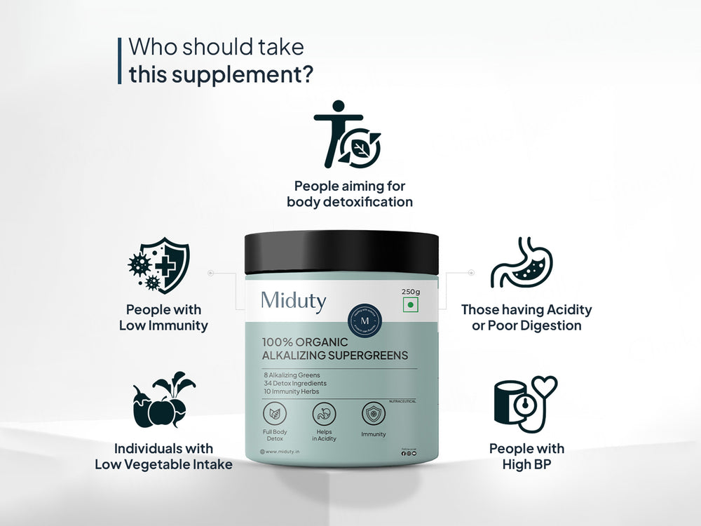 Miduty 100% Organic Alkalizing Supergreens Powder