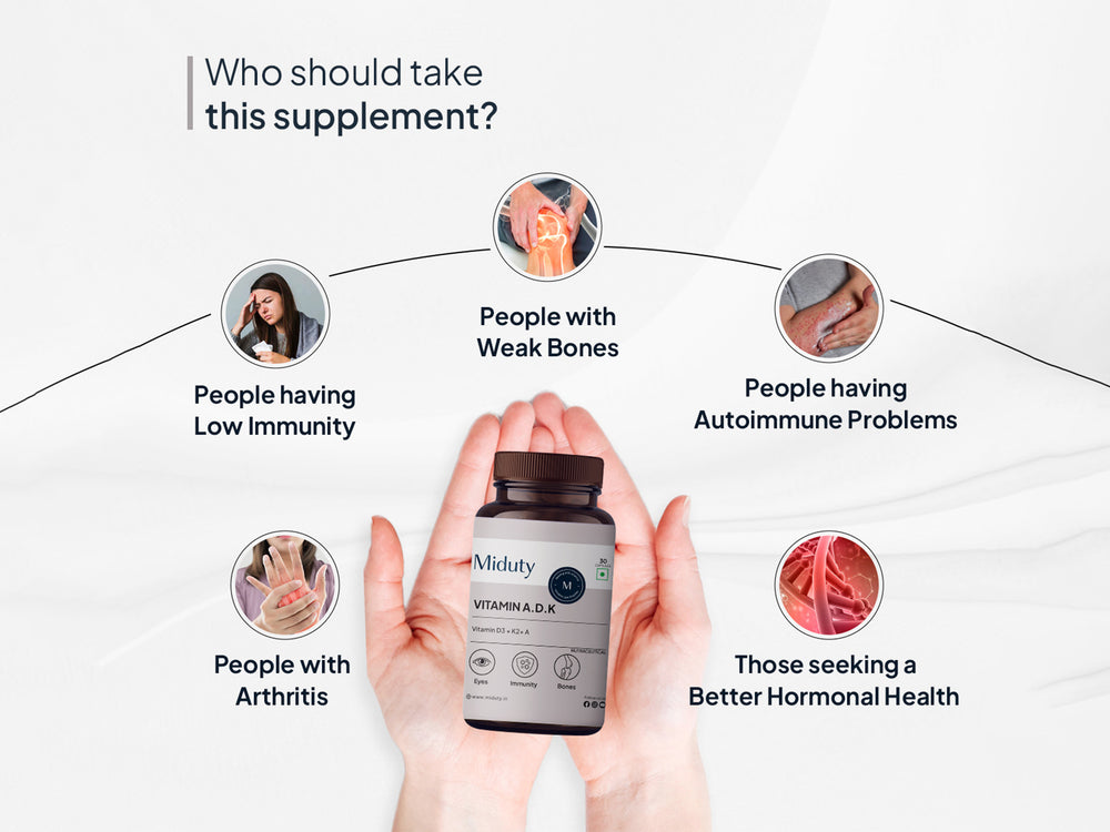 Miduty A.D.K Vitamin D3 + Vitamin K2 + Vitamin A Capsule