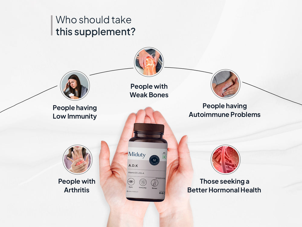 Miduty A.D.K Vitamin D3 + Vitamin K2 + Vitamin A Capsule