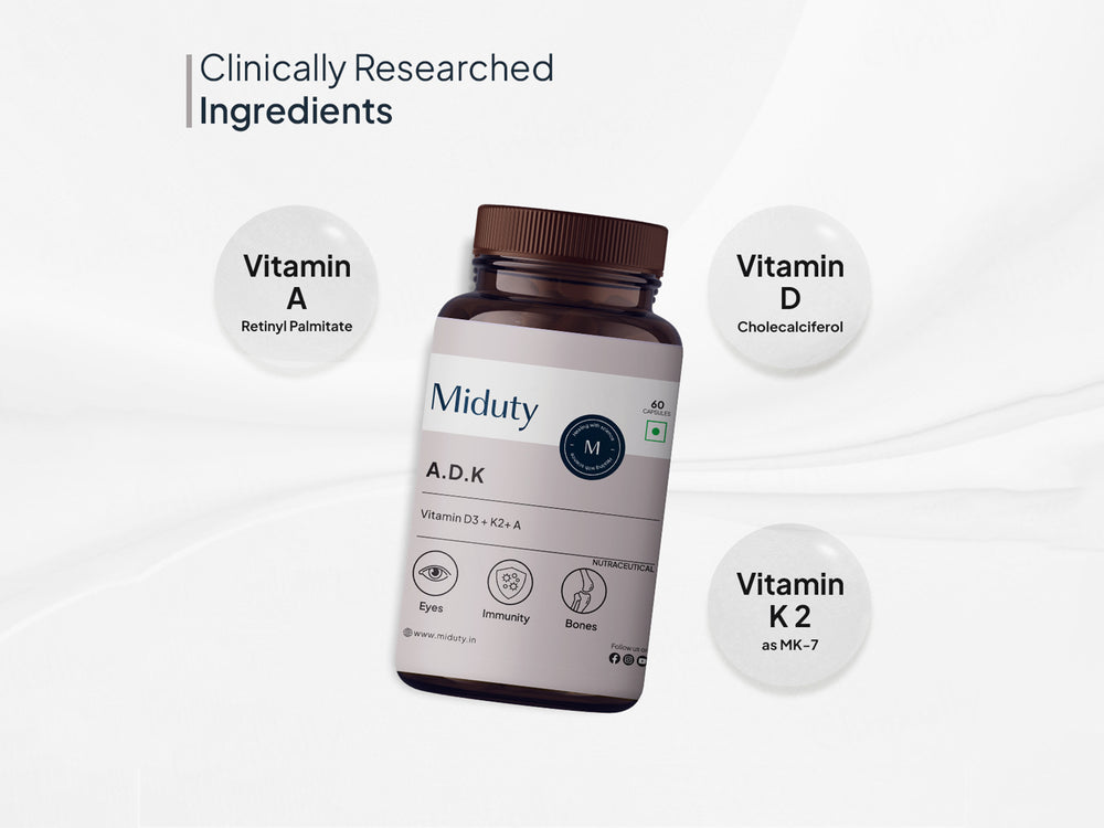 Miduty A.D.K Vitamin D3 + Vitamin K2 + Vitamin A Capsule