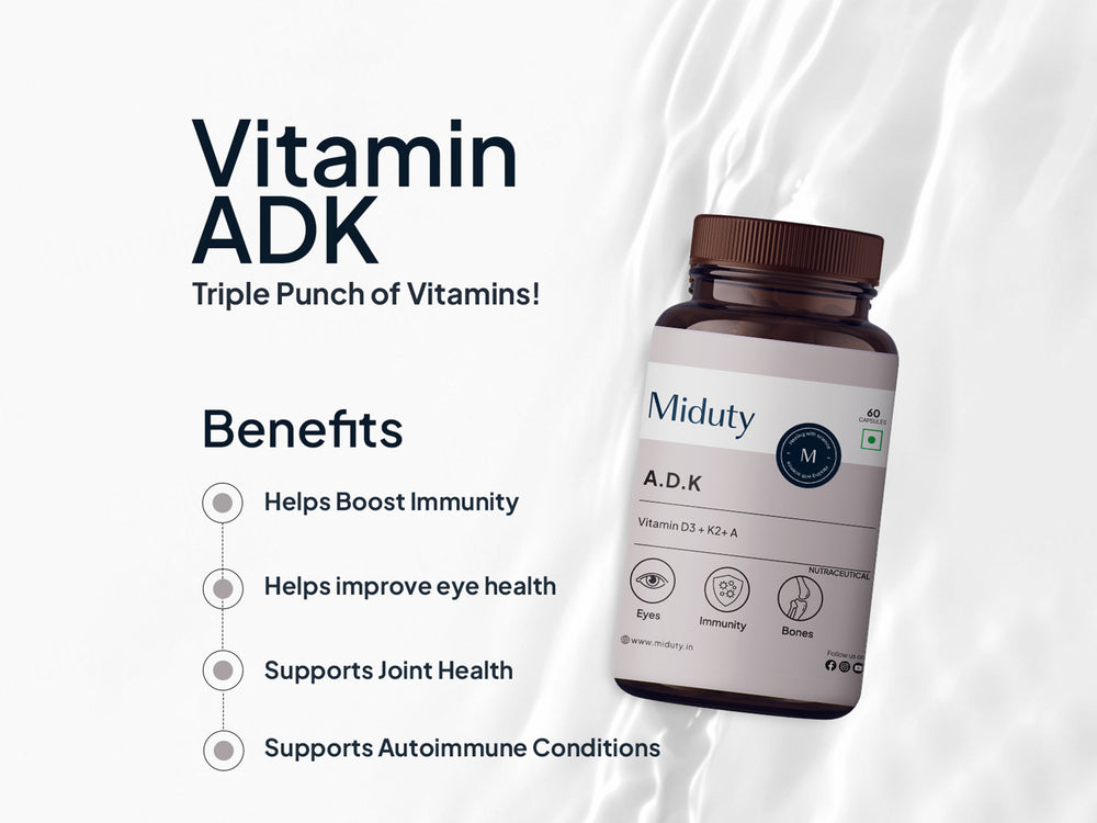 Miduty A.D.K Vitamin D3 + Vitamin K2 + Vitamin A Capsule