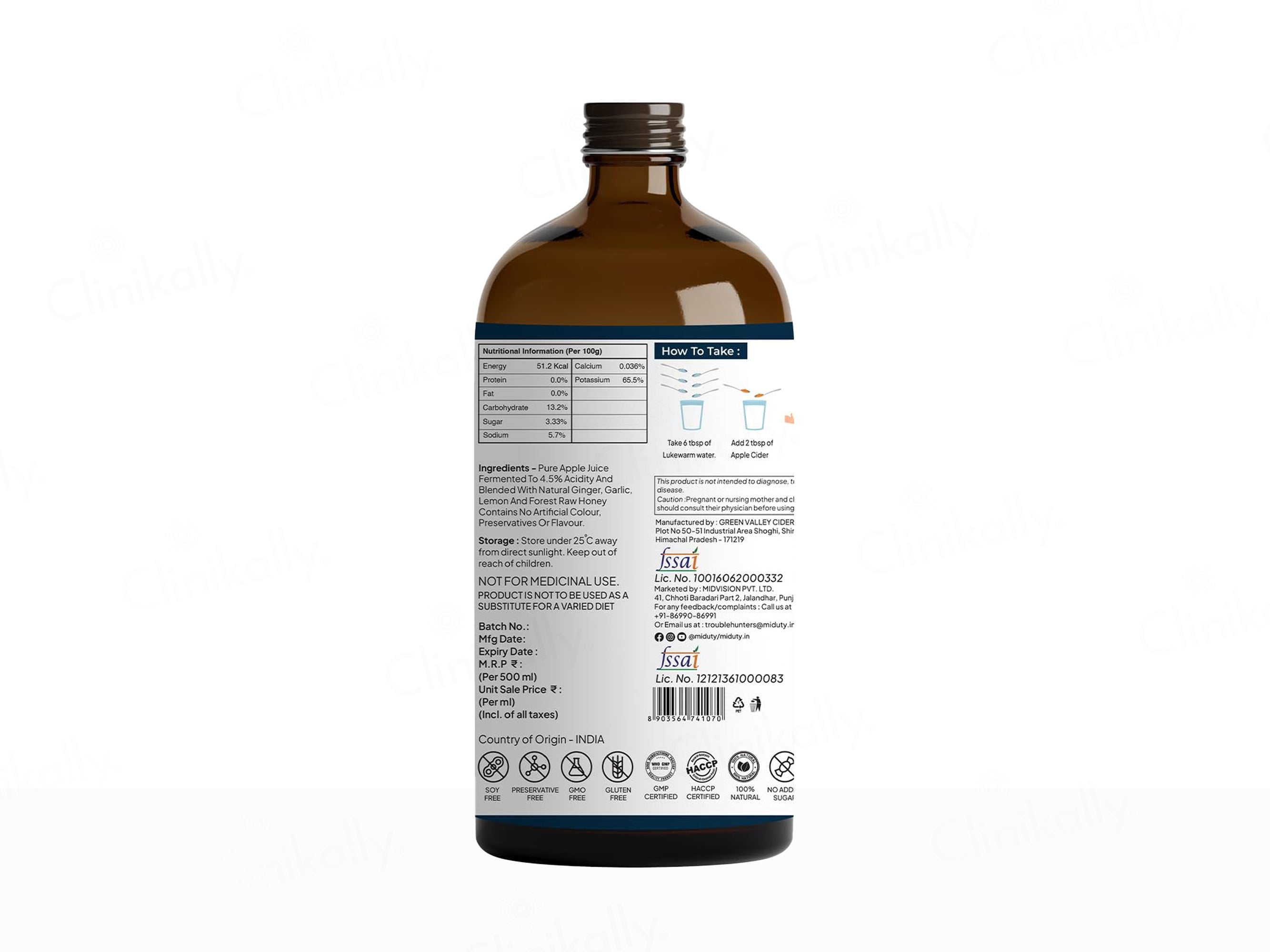 Miduty Apple Cider Vinegar - Fenugreek And Cinnamon Flavoured