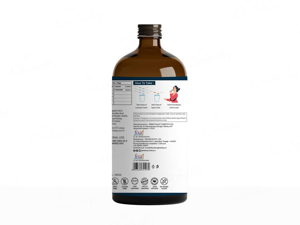 Miduty Apple Cider Vinegar With Mother - Raw & Unfiltered
